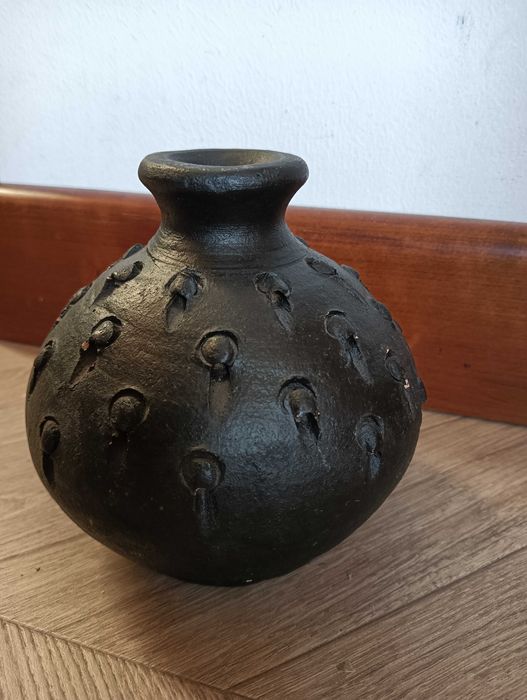Wazon ceramiczny surowy ciemny SIA