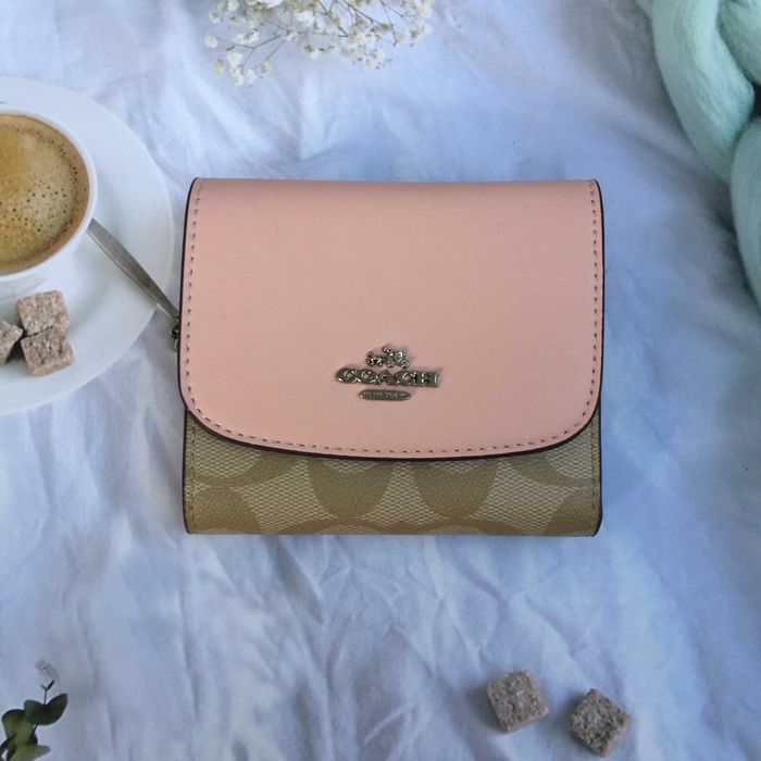 Coach Off-White Carteira porta-cartões branca e castanha