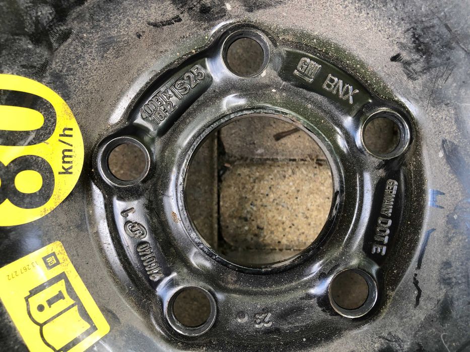Koło dojazdowe 16 lewarek klucz Opel Astra J IV Et25 5X105 400BTX16H2