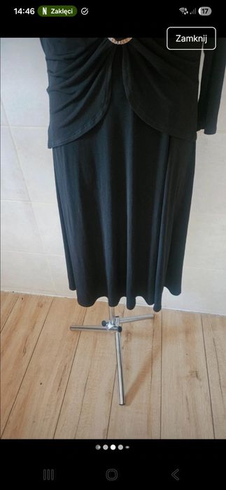 Sukienka s l fashion czarna klamra cekiny xl