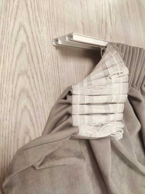 Штора Декорин Мікровелюр 250х240 Сіро-бежева 1 шт.