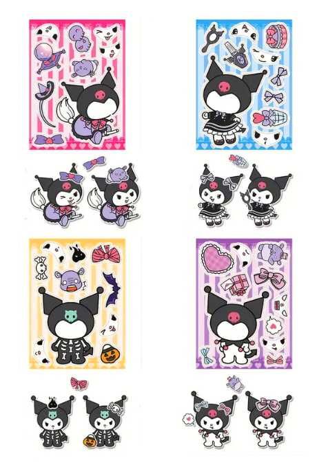 naklejki Diy Kuromi zrób twarz puzzle zabawki edukacyjne Sanrio Kawaii