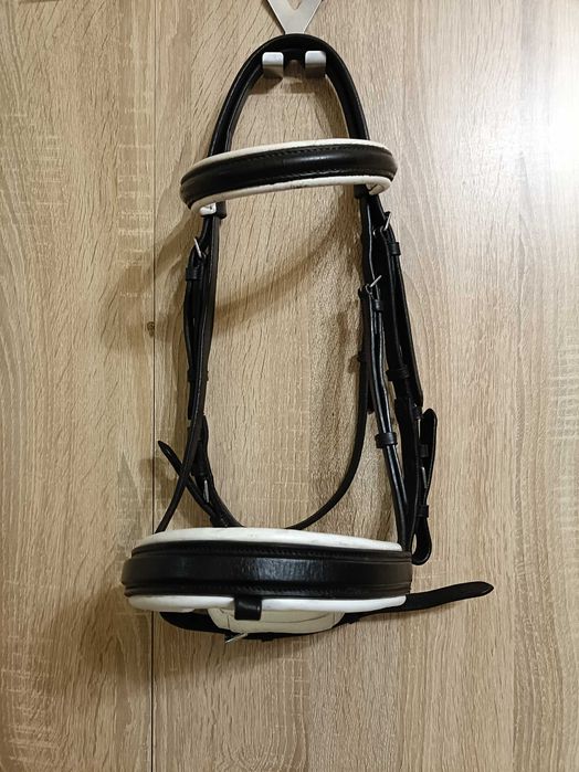 Ogłowie COB czarne z białym