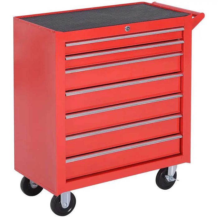 Carrinho de Ferramentas com 7 Gavetas  69x33x75 cm Vermelho
