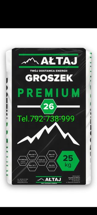 Węgiel groszek Ałtaj PREMIUM 26mj, ULTRA 28MJ ,TRANSPORT