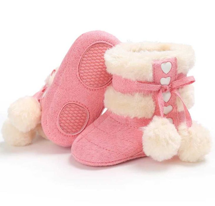 ŚNIEGOWCE kozaki ciepłe NIECHODKI 17/18/19/20/21 RÓŻOWE z futerkiem