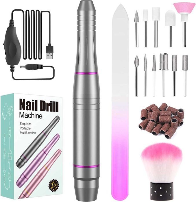 Kit Broca de Manicure e Pedicure Velocidade Ajustável Cores Variadas