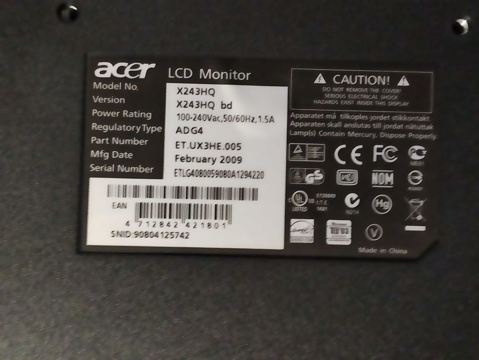 2 Monitores Acer 19” e 24” (Ler descrição)