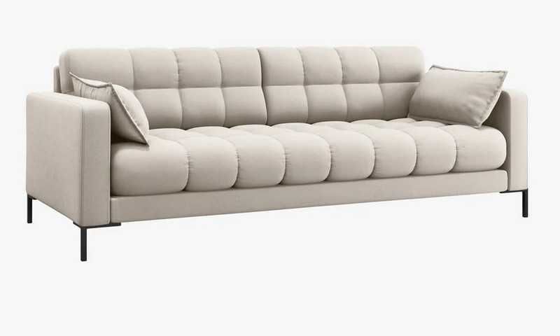 Pikowana elegancja sofa bąbelkowa 4 os Mamaia Micadoni beż 217x96x75cm