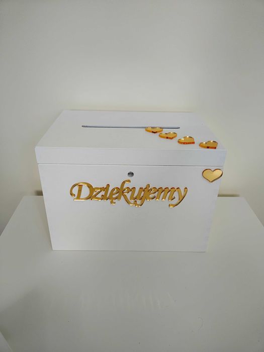 skrzynka na koperty nowa złote plexi dodatki ślub wesele
