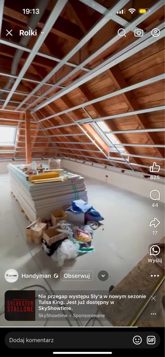 Ocieplenie Poddasza - Regipsy gładzie- malowanie