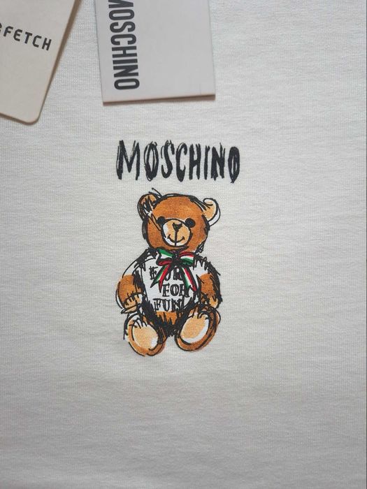 Moschino Biała Bawełna 100% Tshirt Koszulka S M L XXL Męska