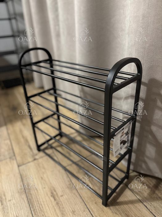 Organizer na obuwie 4 poziomy metalowy czarny do korytarza