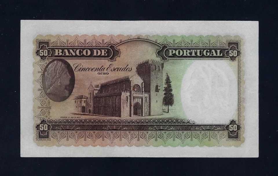 NOTA PORTUGAL 50 Escudos 1944 P-154 XF++ RARE DATE