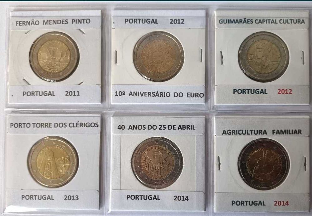 28 Moedas comemorativas portuguesas de 2 euros Bimetálicas.