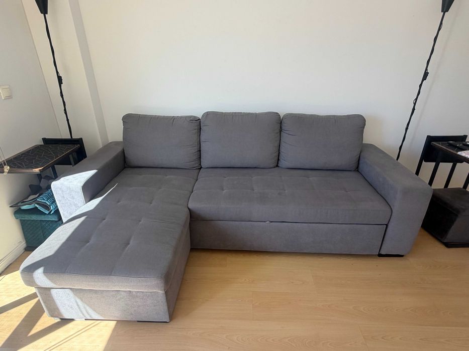 Sofá-cama 3 lugares com chaise longue