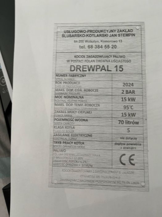 Piec centralnego  faktura