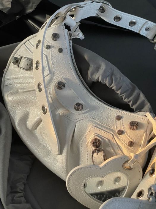 Невелика біла сумка BALENCIAGA le cagole  CITY BAG XS  шкіра