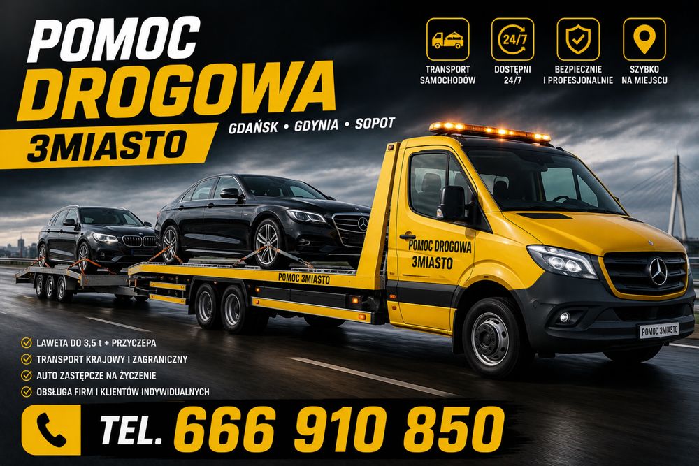 Pomoc Drogowa Holowanie 24h Laweta Trójmiasto Transport Aut