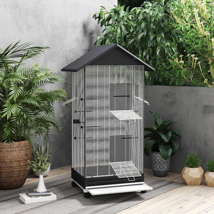 PORTES GRÁTIS - Gaiola para Pássaros com Rodas 79x65x155cm