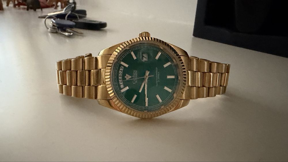 Omega Rolex Cadisen Złoty Automat Szafirowe