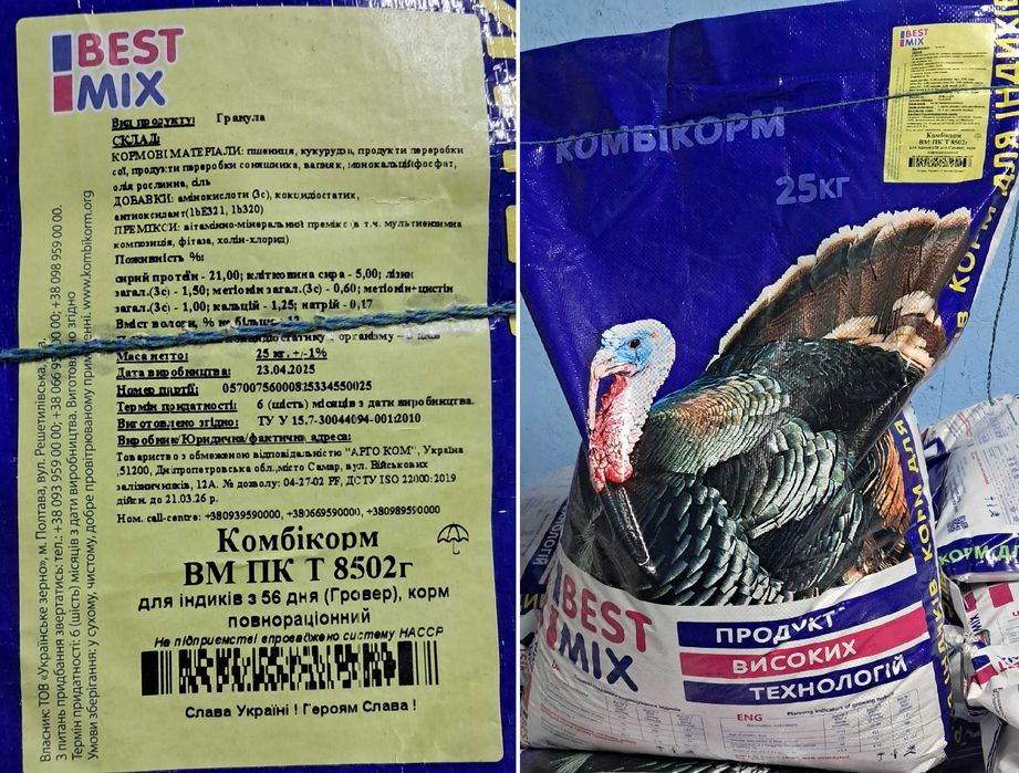 Комбікорм Best Mix Бест Мікс Гровер ( Відгодівля ) для індиків індичат