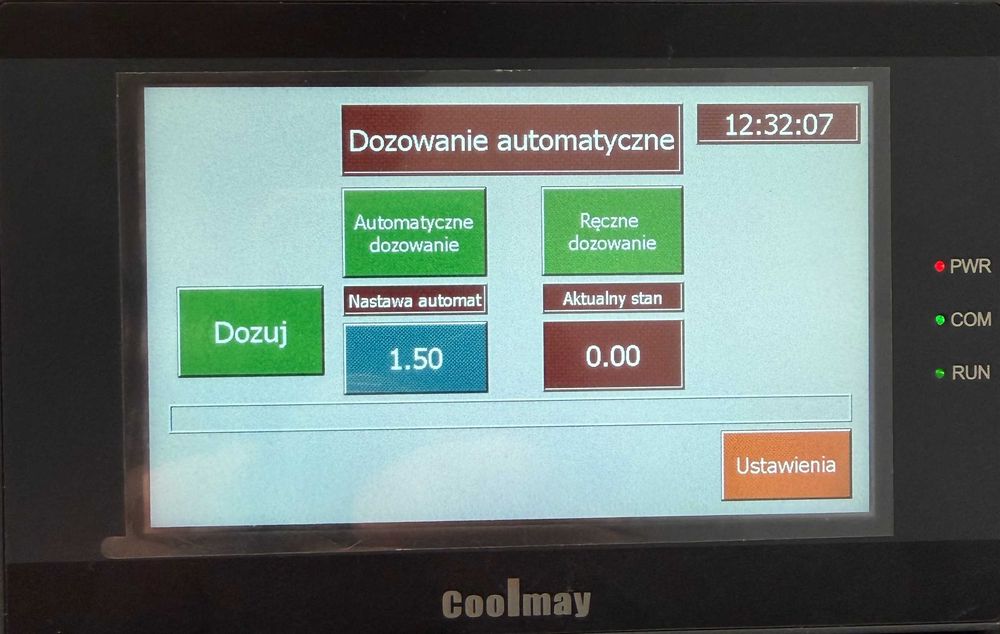 Automatyczny dozownik cieczy | Panel HMI + PLC