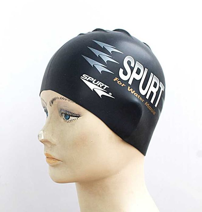 SPURT Markowy czepek pływacki silikonowy 5221 Czarny ZESTAW = 3 sztuki