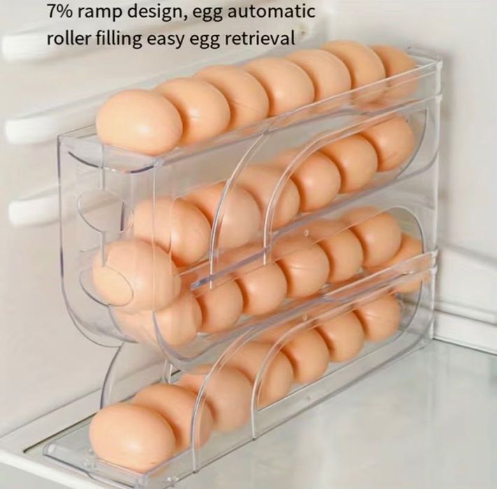 3-ярусна виїзна полиця для зберігання яєць в холодильнику