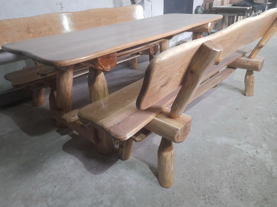 Дубовий стільз лавками(ручна робота)