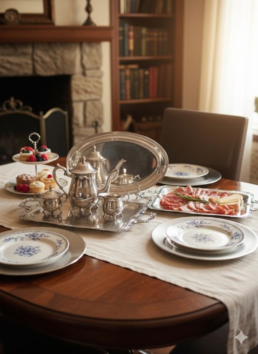 Metalowe tace Retro – zestaw 5 sztuk ze stali nierdzewnej