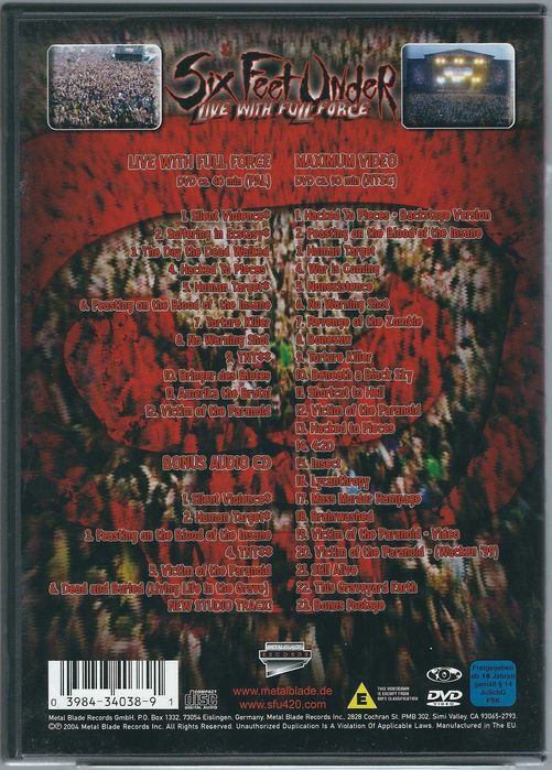 2 DVD + CD Six Feet Under - Live With Full Force (2004) (Metal Blade)