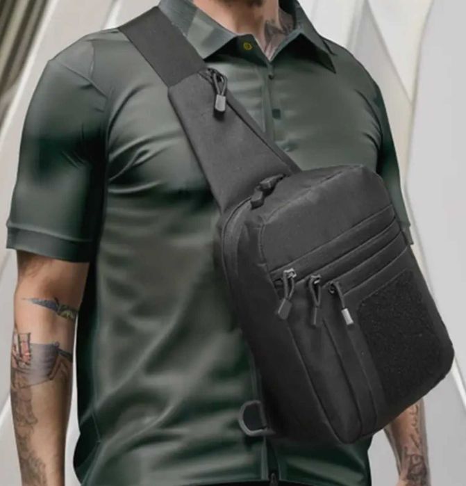 Качественная нагрудная сумка с КОБУРОЙ. Цвет: черный, койот, олива.