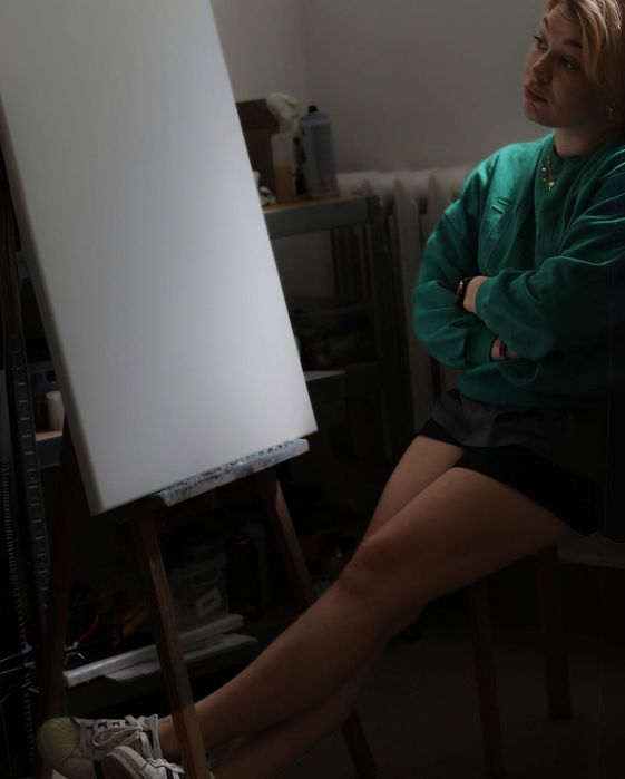 Obraz abstrakcyjny "Tamtego świtu" 50 x 70 na płótnie ręcznie malowany