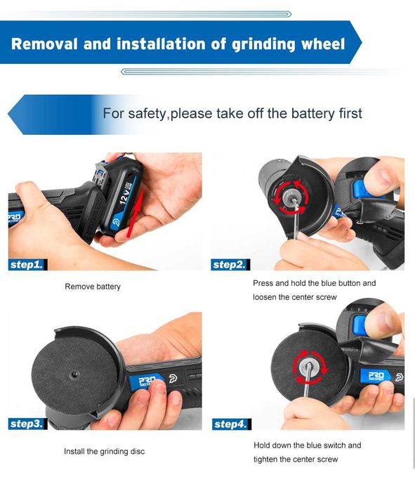 857 - Mini rebarbadora 12v 18500rpm bateria 2000mah discos 10mm