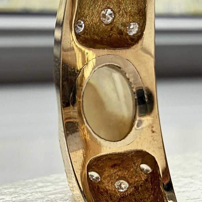 Złoty pierścionek z opalem i 6 diamentami (0,09 CT) PRL'87r 14K unikat