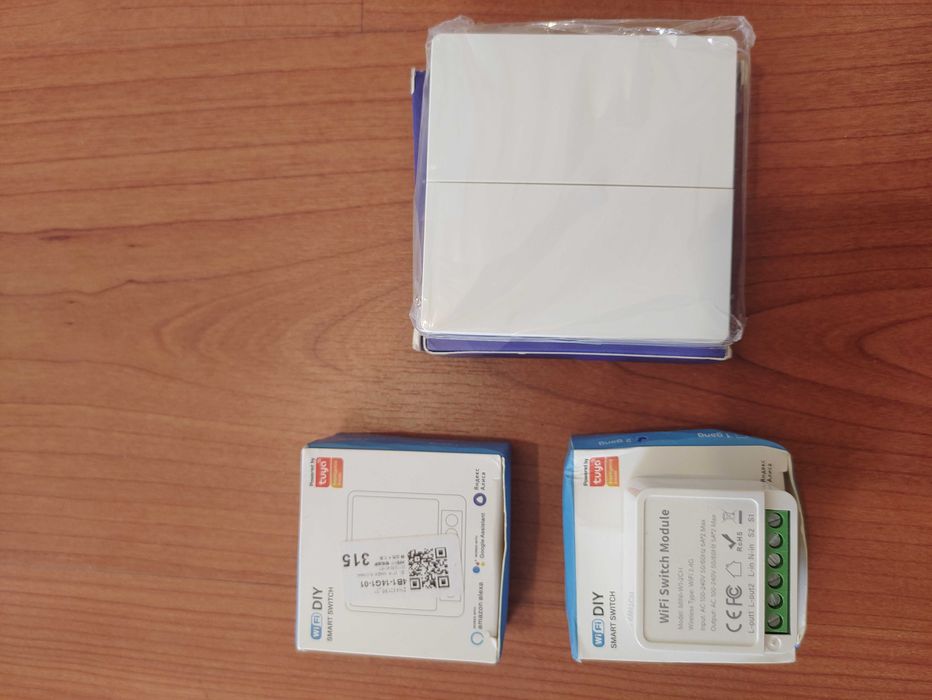 kit interruptor duplo autoalimentado + 2módulos inteligentes Tuya Wifi