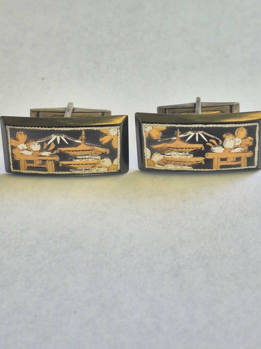 Spinki vintage z pozłoceniami srebrne do koszuli 11 gr