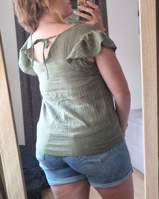 Bluzka damska muślinowa z wiązaniem na plecach Nowa Uni