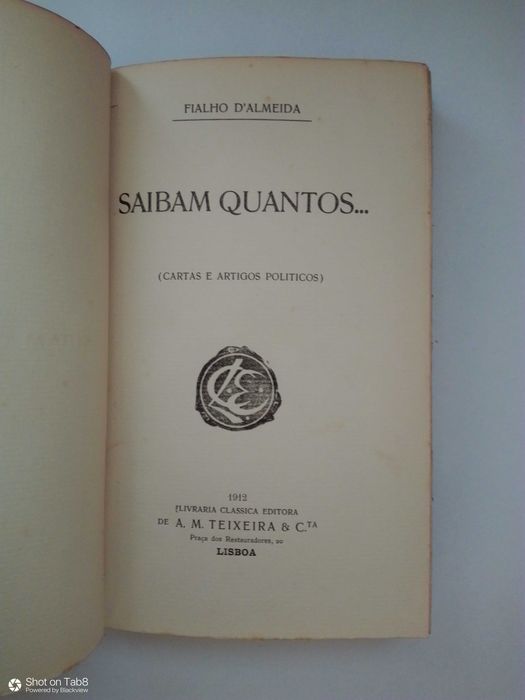 Saibam quantos, de Fialho D' Almeida, ano de 1912