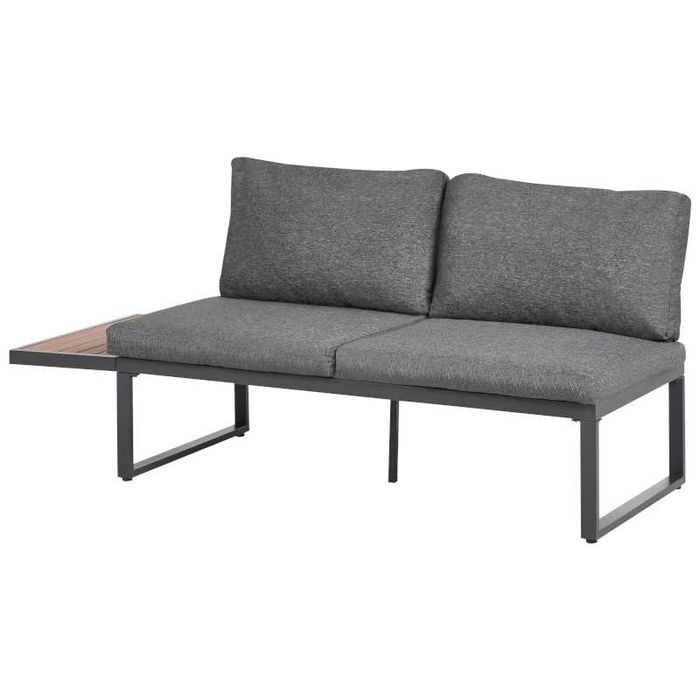 Meble Ogrodowe Aluminiowe Narożnik Zestaw Modułowy Drewno Szary Taras