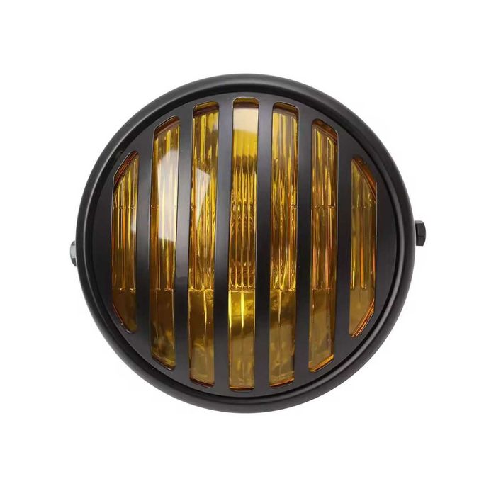 Farol frontal redondo retro com grelha metálica