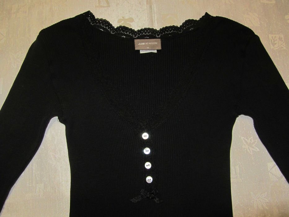 Шовковий боді Jjb Benson чорний комбідрес з мереживом в рубчик р. L-XL