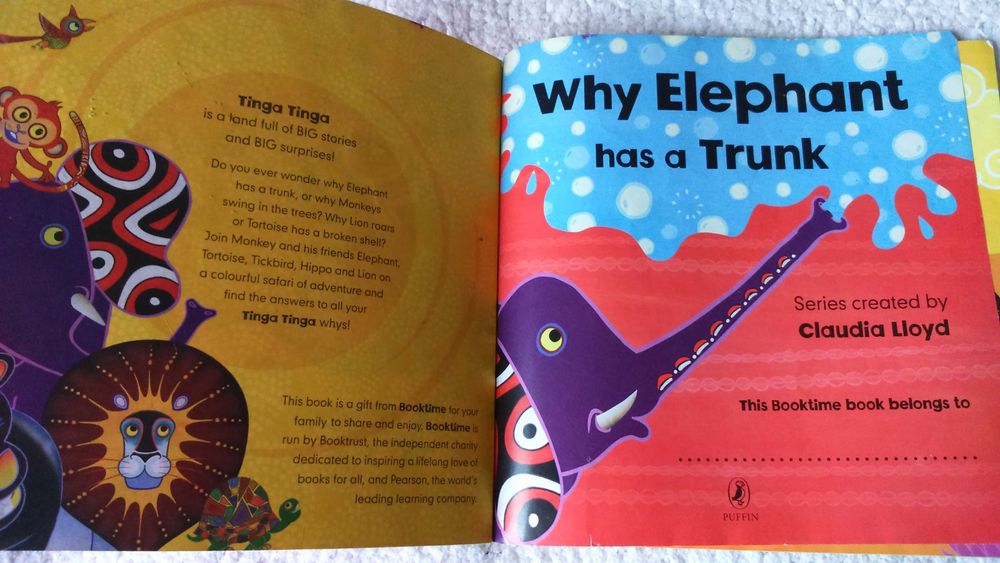 Книга  про слоника "Tinga Tinga Tales Why Elephant has a Trunk"