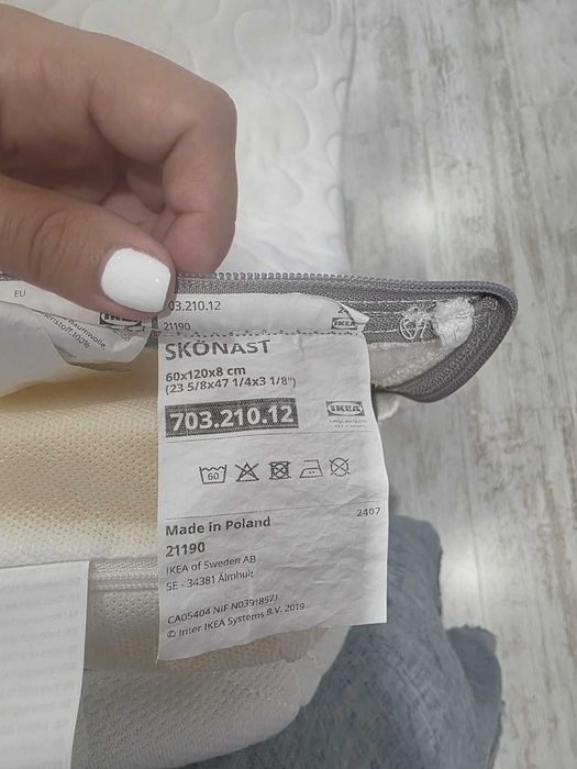 Colchão de espuma p/berço, 60x120x8 cm - SKÖNAST Ikea