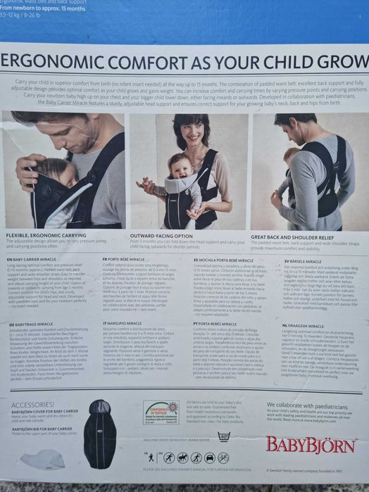 Marsúpio BabyBjorn Preto com Rosa.