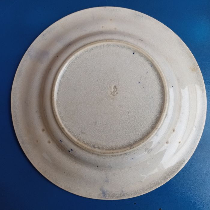 Prato Real Fabrica Sacavém motivo Minerva (ou Raparigas) azul forte