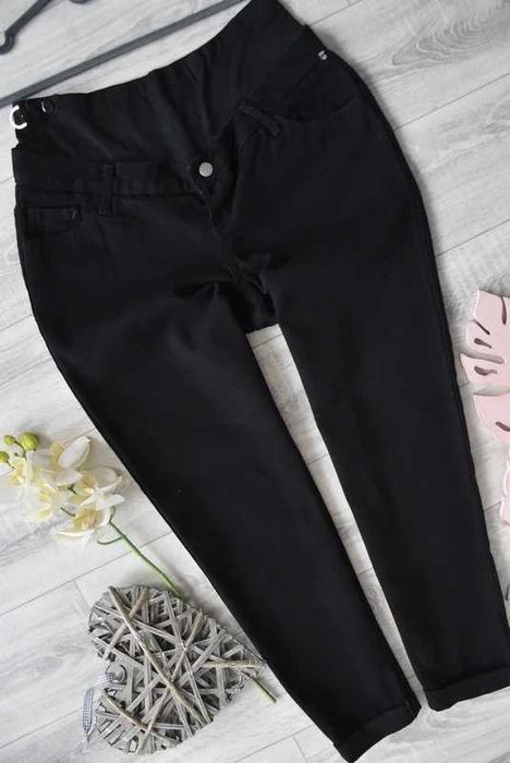 ** jeansy czarne 7/8 podwijane MOM ciążowe_M