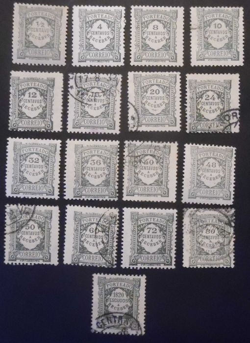 Selos Portugal 1922- Porteado Emissão regular Unicolor Série Completa