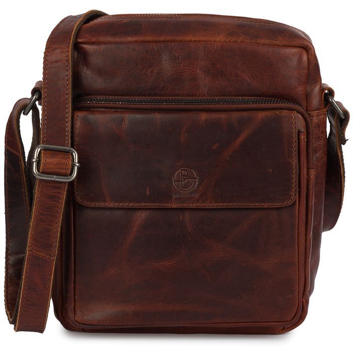 Torba skórzana koniakowa AMADEO VIII ekskluzywna listonoszka ze skóry